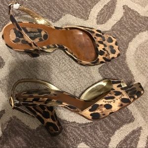 Dolce and Gabbana Leopard Print Square Toe Heels